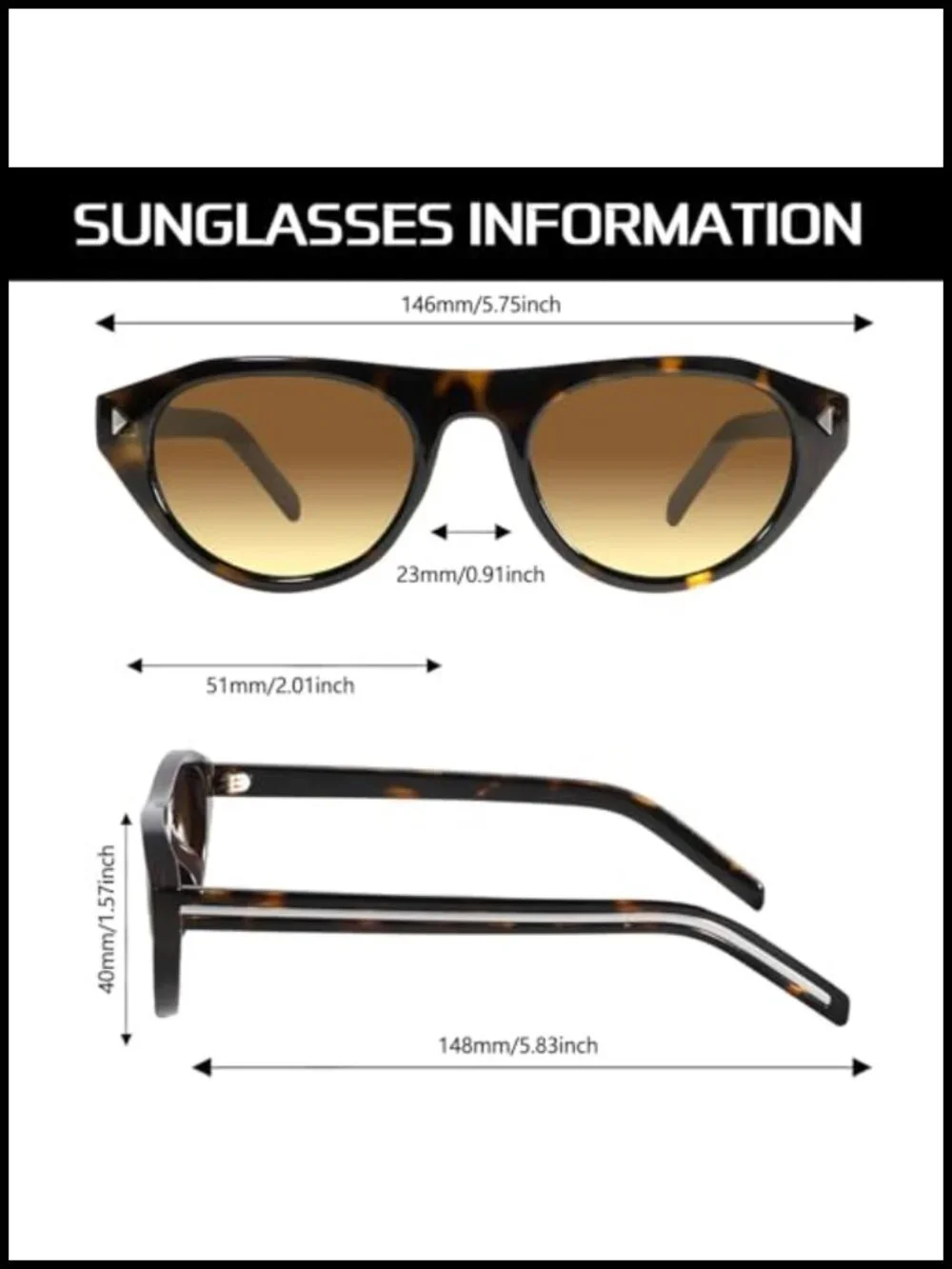 Retro Oval Cat Eye Sunglasses with UV400 Protection